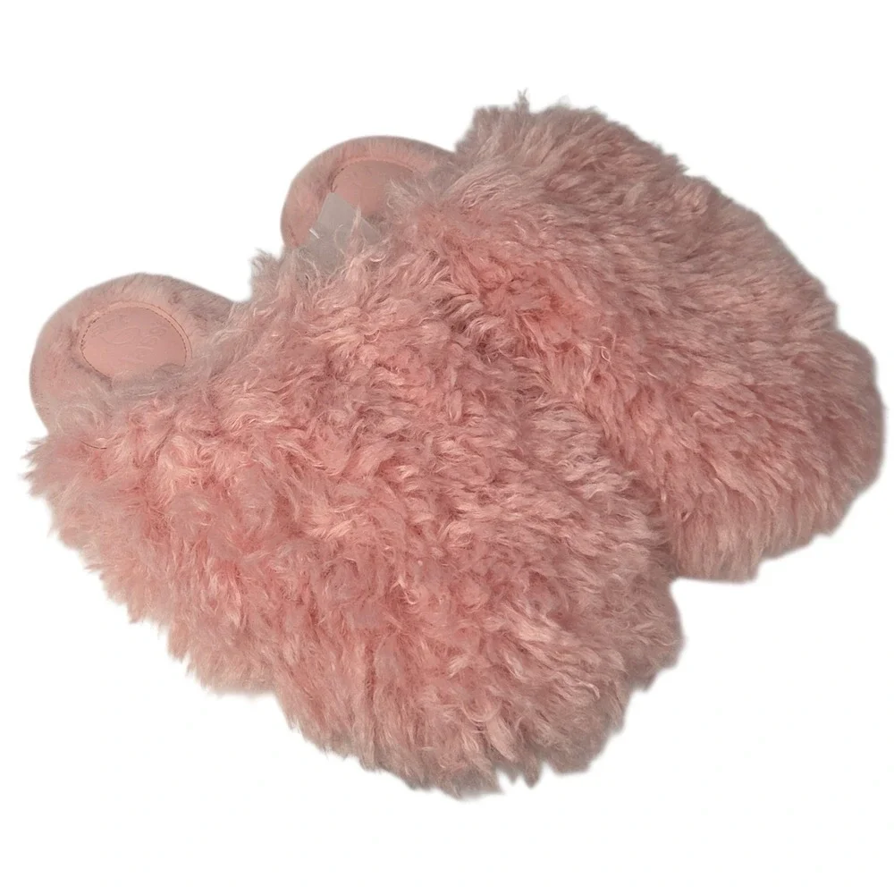 Art Class Slippers Girls YOUTH XL 6-7 Pink Faux Fur Cozy Slide House Shoes New